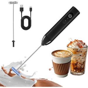 Mini Handheld Milk Frother with Stainless Steel WhiskPowerful Milk Frother WandMilk Foamer, Mini Mixer & Coffee Blender Frother for Frappe, Latte, Matcha, No Stand
