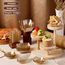 Tessco for you 100 Pcs Mini Appetizer Plates Set, Disposable Dessert Plates Assorted Shape Mini Plastic Spoons for Wedding Party Birthday (Gold)