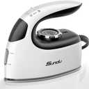 Sundu Mini Travel Iron with Steam,1000W Portable Non-Stick Soleplate Steam Small Iron for Quilting & Sewing,300 Microsteam Holes,90ml Water Tank,Lockable Safety Base,Digital Temperature Control (Black and white)