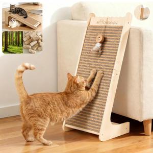Natural Cork cat Scratching Post-Cat Scratchers- Scratch Pads for Indoor-Cats Scratching Board-Cat Ramp-Cat Scratch Cardboard with Toy,Replaceable use-Eco-Friendly Sustainable-Cat Gifts