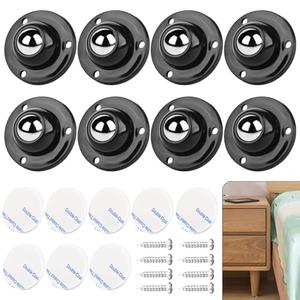 4 Pcs Mini Adhesive Caster Wheels - 3/4 inch Stainless Steel Appliance Wheels with 360 Degree Rotation for Kitchen Appliance, Small Furniture or Containers - Load Capacity 55 LBS