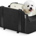 YUDODO Large Dog Car Seat for Center Console (Width9in) Fits 0-18lbs, Anti-Slip Puppy Cat Travel Portable Booster Seat, Portable Pet Car Bed Carseat Dual Front & Rear Pillow Black