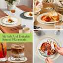 13-Inch Faux Leather Round Placemats Set of 6, Waterproof Anti-Slip Dual Sided Place mats, Heat Resistant Washable Table Mats with Coaster, Suitable for Indoor & Outdoor (6, Black Beige)