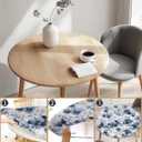 Round Tablecloth with Elastic Edge, Waterproof Table Cloth for Dinner, Outdoor, Picnic, 48inch, Blue Flowers