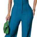 Sexy ladies fashion wide leg elegant club jumpsuit business party jumpsuit (Small, Sl-4463-lake Blue)