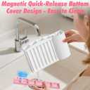 Straw Holder and Organizer for Reusable Straws Rack with Strong Suction Cup & Adhesive, Under Cabinet or On Wall Mount, No Drill Kitchen Organization for Metal, Glass, Silicone Straws White Pink