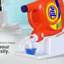 TidyFriend Liquid Laundry Detergent Holder Stand with Drip Tray & Rubber-Grip Feet, Stand for Laundry Room Organization and Storage, Fabric Softener Dispenser with Cup Holder for Easy Pouring (White)