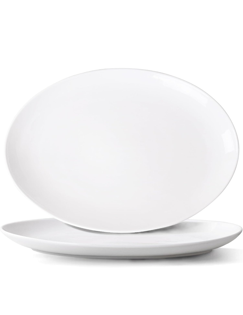 Serving Platters Set of 40 pcs Oval White Serving Platters, Large Porcelain Serving Platter Set for Party, Appetizers, Charcuterie, Sushi & Dessert, Microwave & Dishwasher Safe