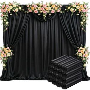 Tingjoo 80 FT x 10 FT Black Backdrop Curtains, Set of 16 Panels