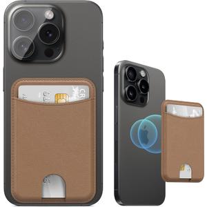 Miroddi for Magsafe Wallet, Magnetic Card Holder for iPhone 17/16/15/14/13/12 Series, Leather Magnet Phone Wallet Fit 4 Cards 3 Cash, Ultra-Thin, RFID Blocking, Brown