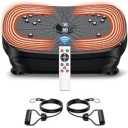 Vibration Plate Exercise Machine, LERTIN Compact Portable Full Body Vibration Platform for Lymphatic Drainage, 9 Preset Auto Mode Fitness Board for Weight Loss Shaping, with Resistance Bands