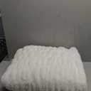 Ultra Soft Cozy Faux Fur Throw Blanket, Fuzzy Plush Thick Bubble Blanket, Luxury Fluffy Blanket for Couch, Sofa, Bedroom, and Living Room, 36x60 Inches, Off White