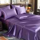 Bedding_Dreamer Satin Comforter Set King Size, 8 Piece Bed in a Bag Lavender with Sheets, Silky Soft Polyester Satin Bedding Set, Lightweight, 16 Inch Deep Pocket, Soft Glam Style
