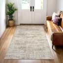 3x5 Rug, Small Area for Kitchen, Entryway, Machine Washable Non-Slip Throw Rug, Vintage Carpet for Nursery Coffee Table Brown