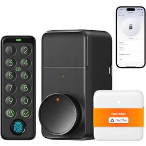 SwitchBot WiFi Smart Lock Pro with Keypad Touch, Fingerprint Keyless Entry Door Lock, Bluetooth Electronic Deadbolt, IP65 Weatherproof, Fits Your Existing Deadbolt, Supports Matter, Alexa and Google