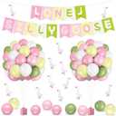 65 Pcs One Silly Goose 1st Birthday Party Decoration Include Silly Goose 1st Banner 12 Inches Balloons and Stickers for First Baby Shower Birthday Party Decorations(Pink Green)