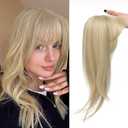 MORICHY Clip in Bangs 360° Clip in Hair Extensions,Blonde Bangs with Long Layered 16 inch Hair Hairpieces for Women Curved for Daily Wear