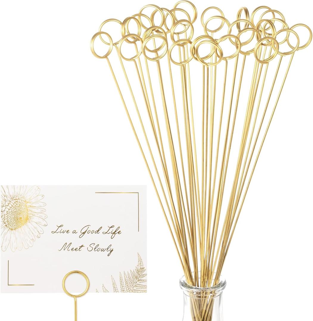 Avsty 30Pcs Floral Card Holder Picks-Wire Place Card Holder for Wedding | Metal Photo Picture Holder Table Name Number Holder,Memo Note Holder for Flower Arrangement,Wedding,Party,Decorations