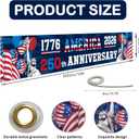 250th Anniversary American Banner Flag, 4th of July Decorations,1776-2026 USA 250th Birthday Premium Banner with Grommets, Patriotic Decorations for Outdoor, Indoor, Yard, Garden, Porch