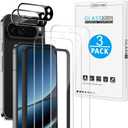 OMOTON Only 2 Pack for Google Pixel 10 Pro XL Screen Protector 6.8 Inch 2025, 3 Tempered Glass Film and 2 Camera Lens Protector, Bubble-free, Easy Installation, Not for Pixel 10 Pro/ 10