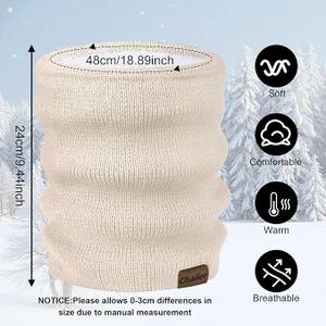 Chalier 3 Pack Neck Warmer for Women Cold Weather Knit Winter Scarf Thick Infinity Neck Gaiter for Men Women