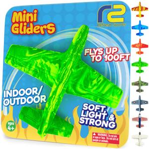 Foam Airplanes - Stocking Stuffers for Kids All Ages 4 5 6 7 8 9 + Year Old - Best Toy Gift - Boy Toys Stocking Stuffer Gifts - Air Plane Gift Idea - Easter Basket Gifts for Boys & Girls Party Favors (Green)