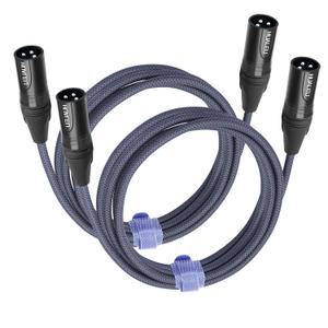 10FT 3Pin XLR Male to Male Audio Cable,Hi-End (OFC) Silver Plated Connector Studio Mixer Amplifier Adapter Cable-2 Pack