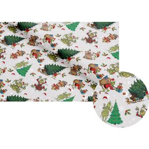 Febbleshow Funny Christmas Wrapping Paper for Boys Girls Kids - Xmas Gift Wrap with Grinch, Trees, Snowflakes & Presents - 4 Jumbo Sheets, 28" x 40" Each (32 sq. ft ttl), Easy to Store Pack of 2