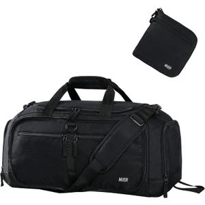 MIER Foldable Duffle Bag with Shoe Compartment 50L Travel Duffel Bags for Men Women Packable Overnight Bag for Camping Gym Weekender, Black MIER Foldable Duffle Bag with Shoe Compartment 50L Travel Duffel Bags for Men Women Packable Overnight Bag for Camping Gym Weekender, Black