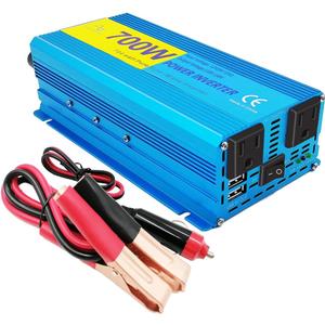 700W Pure Sine Wave Power Inverter DC 12V to 110V AC Converter, with 2 AC Outlets & 2 USB Ports, for Home/RV/Truck/Vehicle, Quieter & Cooler with Advanced Safety Protection
