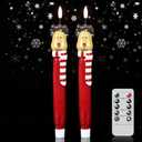 Christmas Flameless Taper Candles, Christmas Deer LED Taper Candles with Timer, 2 Pcs Christmas Deer LED Flameless Candlesticks with 3D Flame for Home Decor(0.79 x 11.4)