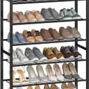 HOMEFORT 10 Tiers Shoe Rack Organizer,30" Shoe Storage Shelf for Closet, Shoe Rack for Entryway,Holds 36-40 Pairs of Shoe, Tall Shoe Stand with Metal Shelves and MDF Top Board,Rustic Brown