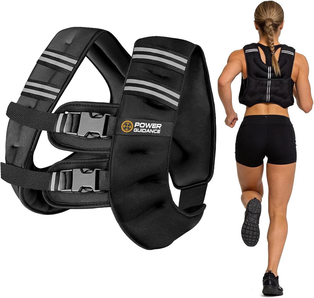 POWER GUIDANCE Weighted Vest for Men & Women with Reflective Stripes,Adjustable Workout Vest for Running, Jogging, Walking & Strength Training, Comfortable Rucking Weight Vest (15lbs)