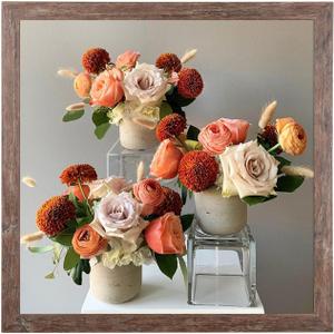 Capcillin 20x20 Picture Frame, Rustic Brown Poster Frame, Composite Wood with Polished Plexiglass - Horizontal and Vertical Formats for Wall, Wall Gallery Photo Frames