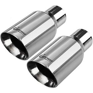 Upower Pack of 2 Exhaust Tip 2.5 inch Inlet 4 inch Outlet 9" Long 304 Stainless Steel 2.5" to 4" Diesel Exhaust Tailpipe Tip Double Wall Slant Cut