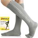 Ailaka Medical 15-20 mmHg Zipper Compression Socks Women Men (2X-Large (1 Pair), Gray)