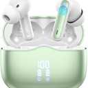 Wireless Earbud, Bluetooth 5.3 Headphones Deep Bass with 4 HD Mics, Wireless Headphones in Ear 40H Playtime, Bluetooth Earphones with Light Weight, IP7 Waterproof Ear Buds for Android IOS, Green