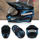 Youth Motorcross Helmet, Kids Dirt Bike Helmets, Motorcycle Helmets Off-Road Mountain Bike BMX MX ATV Helmet with(Gloves Goggles Mask) 4Pcs Set - DOT Approved (B-Blue, Medium)