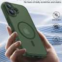 Faiono Magnetic for iPhone 16 Case [Full Camera Protection][Military-Grade Protection][Compatible with MagSafe] Shockproof Protective Slim Phone Case for iPhone 16, Forest Green