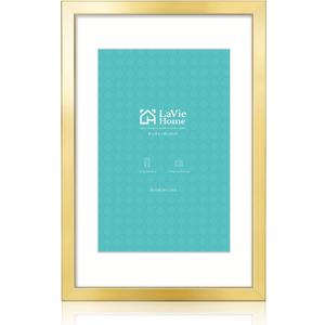 LaVie Home 16x24 Picture Frame Gold Poster Frame,Display Pictures 12x18 with Mat or 16x24 Without Mat, Stable and Sturdy Frame and Polished Plexiglass, Horizontal and Vertical Format of The Walls