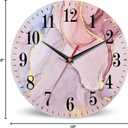 Mxocom Pink Fluid Art Painting Wall Clock Luxury Abstract Transparent Waves and Golden Swirls 10 Inch Silent Non Ticking Battery Operated clock Vintage Round clock for living room Bedroom Office decor