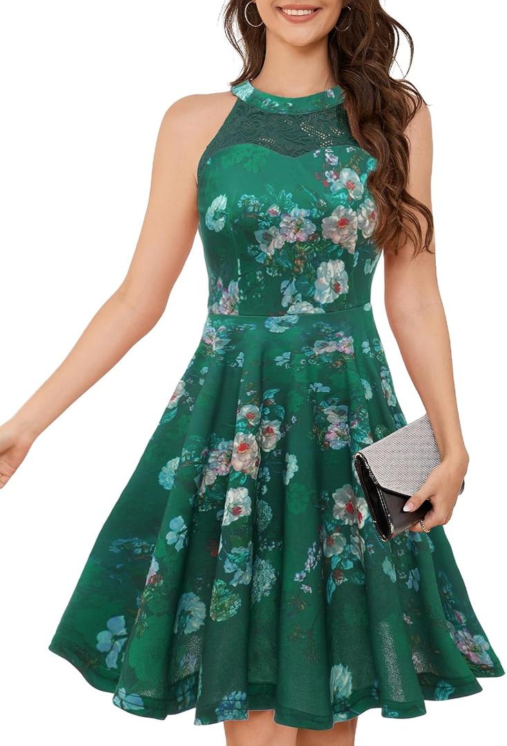 Bbonlinedress Women Cocktail Formal Wedding Dress Halter Evening Party Short Bridesmaid Holiday Prom Dresses for Teens 2026 (XL)