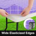 Rectangle Vinyl Table Cloth 30x48, Waterproof Elastic Fitted Tablecloth with Flannel Backing, Plastic Table Cover for Picnic, Camping, Outdoor, Lavender