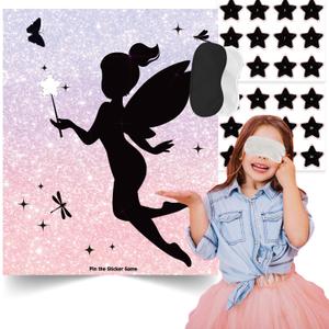 TYHJOY Fairy Birthday Party Games, Pin The Star on The Fairy Game, Fairy Party Decorations Party Favors Supplies Birthday Party Funny Games