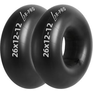 AR-PRO Relacement 26x12-12 Heavy-Duty Inner Tubes for ATV/UTV, Lawn Tractor, Golf Cart, Snow Blowers, and More - With TR13 Straight Valve Stems - Made from Durable Butyl Rubber (2-Pack)