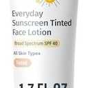 CETAPHIL Everyday Sunscreen Tinted Lotion for Face, 1.7 fl oz, 100% UVA/UVB Mineral Sunscreen: Titanium Dioxide & Zinc Oxide, SPF 40, For Sensitive Skin
