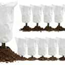 EAONE 12 Pack Plant Covers Freeze Protection, 32x47'' Winter Frosts Cloth for Outdoor Plants, Reusable Frost Blankets Drawstring Bags for Cold Freeze Sun Protection Bird Insect Prevention,White