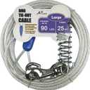 Petest 25ft Reflective Tie-Out Cable with Buffer Spring for Large Dogs Up to 90 Pounds (Blue & Silver)