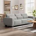 Marsail 89" Sofa, 3 Seater Couch for Living Room, Modern Sofa with Deep Seats Supportive Cushion and Wide Armrests, Easy to Clean with Removable Covers, Linen Fabric, Grey
