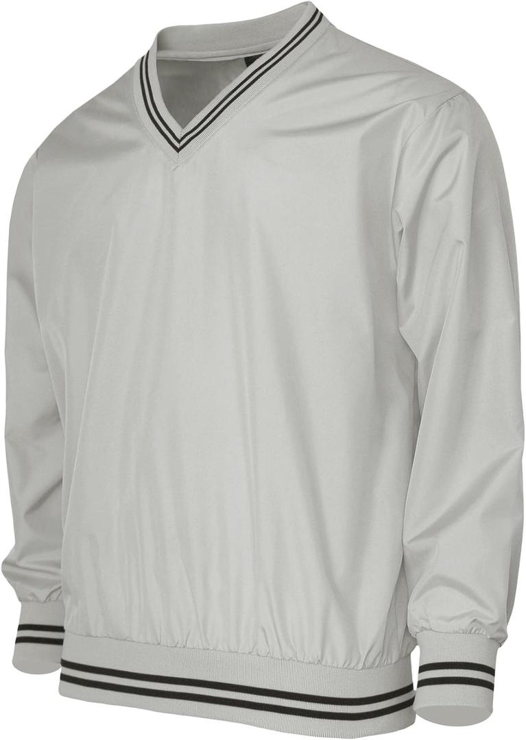 BCPOLO Men's V Neck Golf Wind Shirt Athletic Windbreaker V Neck Shirt Gray-M